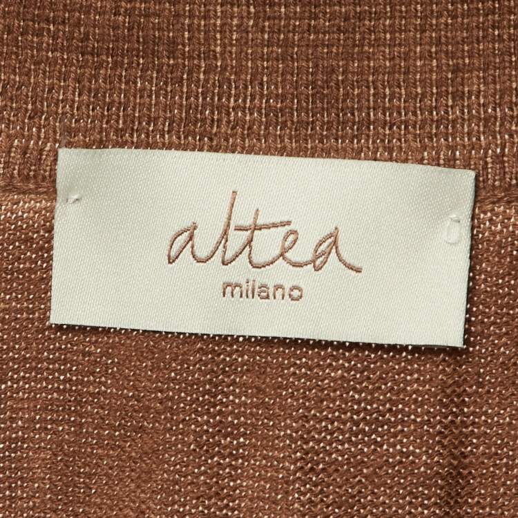 Pre Owned Altea Brown Two Toned Knit Polo T-Shirt L 