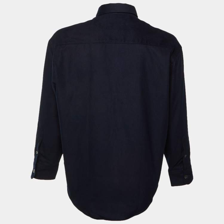 Pre Owned Ami Navy Blue Embroidered Detail Ami De Coeur Cotton Shirt S
