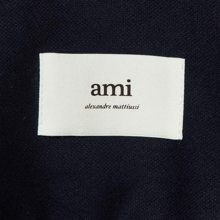 Pre Owned Ami Navy Blue Embroidered Detail Ami De Coeur Cotton Shirt S