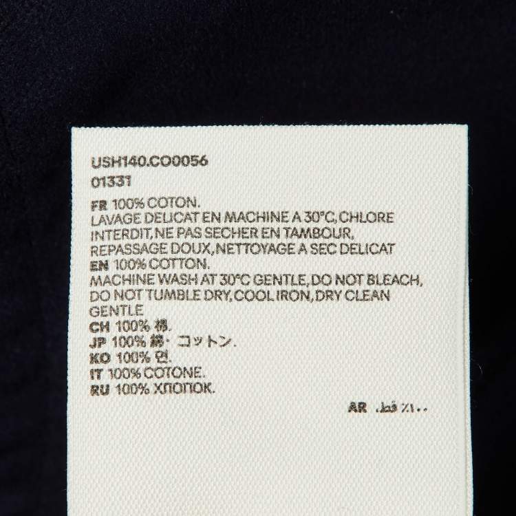 Pre Owned Ami Navy Blue Embroidered Detail Ami De Coeur Cotton Shirt S