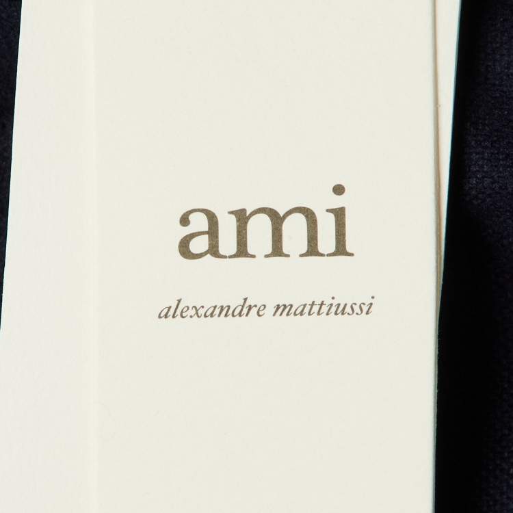 Pre Owned Ami Navy Blue Embroidered Detail Ami De Coeur Cotton Shirt S