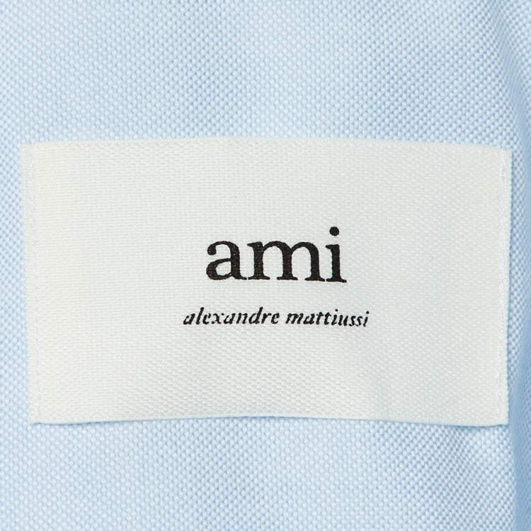 Pre Owned Ami Alexander Mattiussi Light Blue Monogram Embroidered Ami De Coeur Shirt M