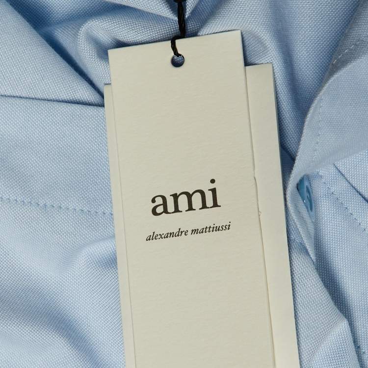 Pre Owned Ami Alexander Mattiussi Light Blue Monogram Embroidered Ami De Coeur Shirt M