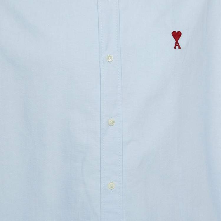 Pre Owned Ami Blue Cotton Button Down Long Shirt M