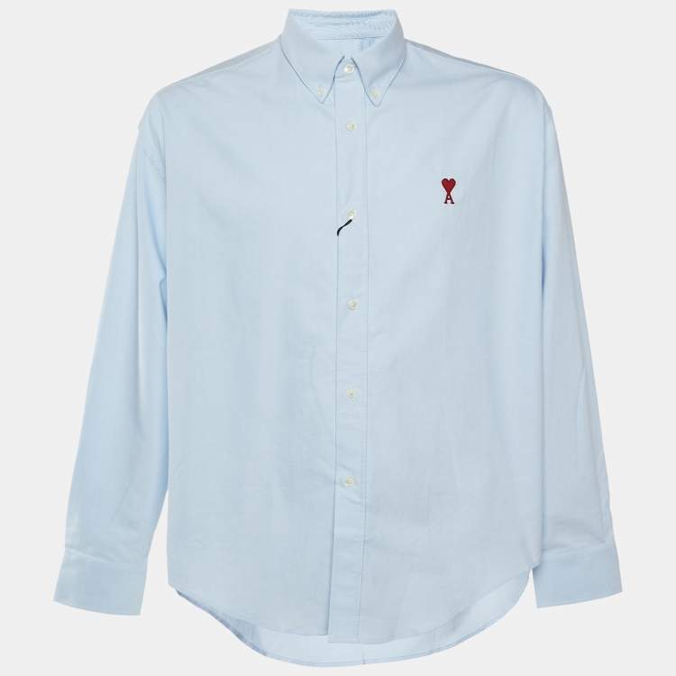 Pre Owned Ami Blue Cotton Button Down Long Shirt M