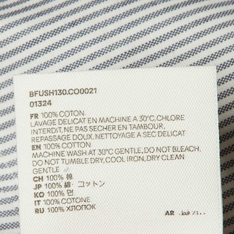 Pre Owned Ami White/Black Striped Cotton Button Down Shirt M