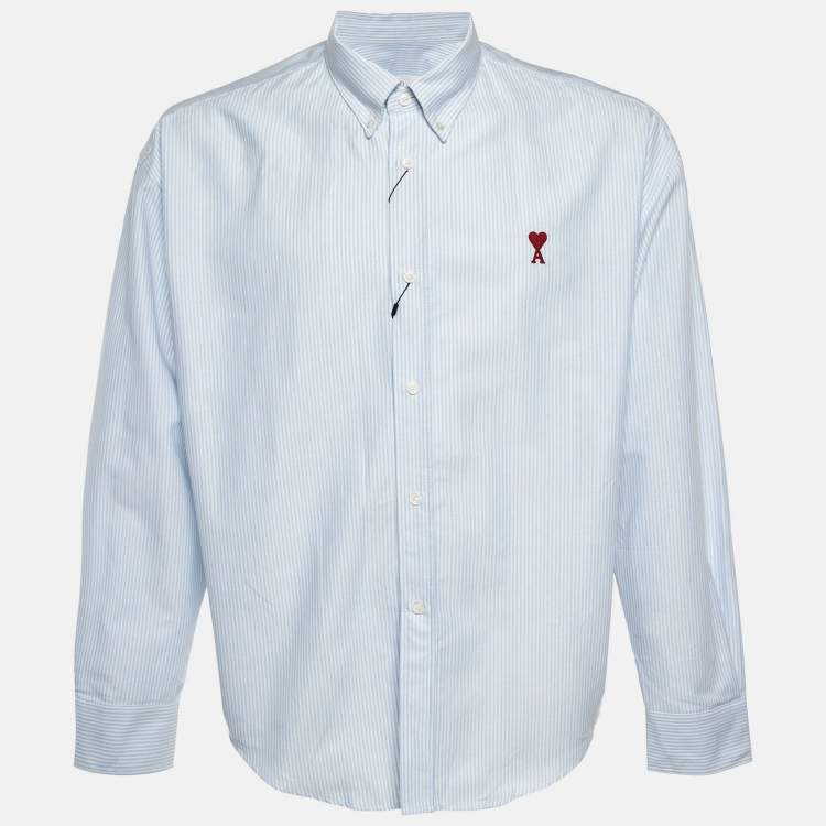 Pre Owned Ami Alexandre Mattiussi Blue Striped Cotton Shirt M