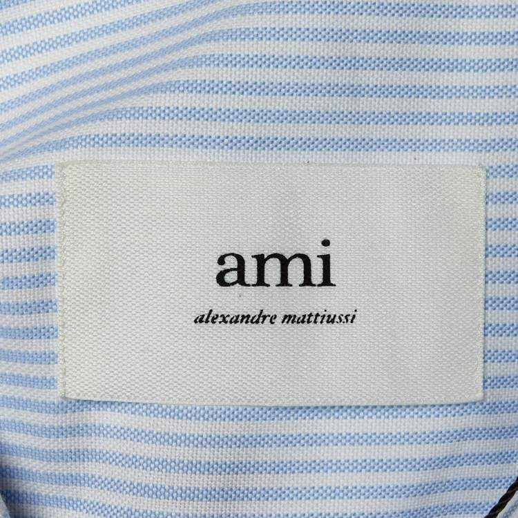 Pre Owned Ami Alexandre Mattiussi Blue Striped Cotton Shirt M
