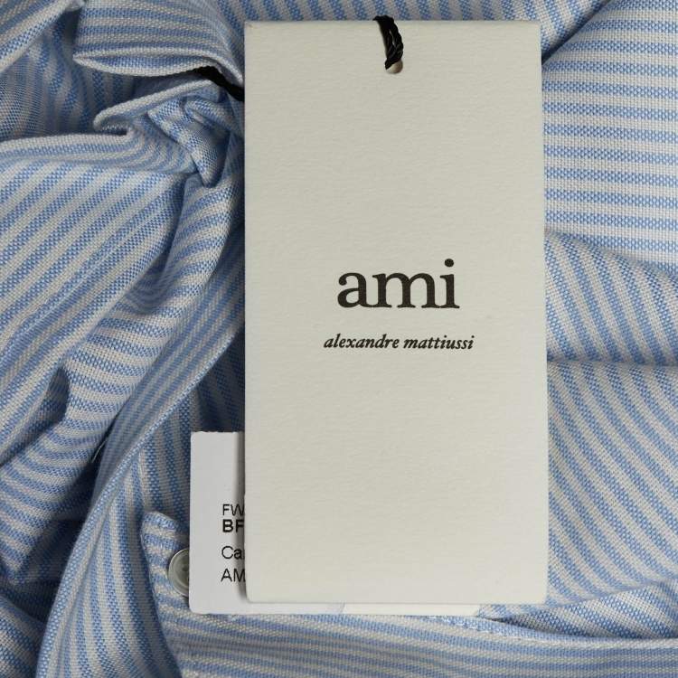 Pre Owned Ami Alexandre Mattiussi Blue Striped Cotton Shirt M