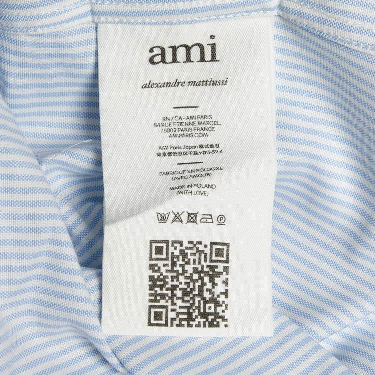 Pre Owned Ami Alexandre Mattiussi Blue Striped Cotton Shirt M