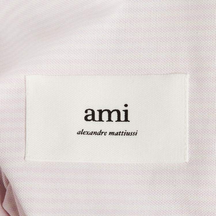 Pre Owned Ami Alexandre Mattiussi Pink Striped Cotton Button Down Shirt M