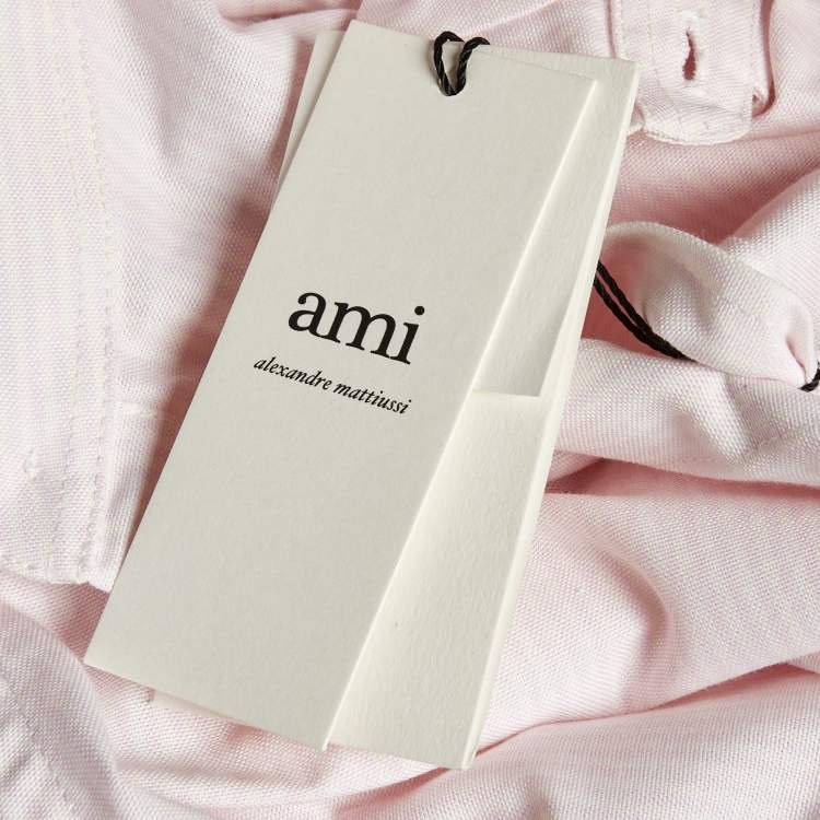 Pre Owned Ami Alexandre Mattiussi Pink Striped Cotton Button Down Shirt M