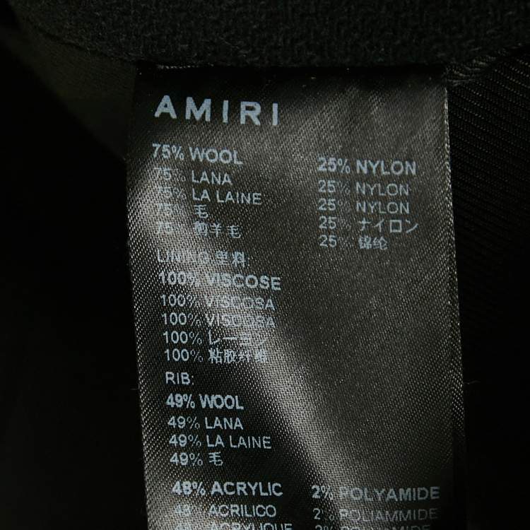 Pre Owned Amiri Black Embroidered Wool and Leather Varsity Jacket S