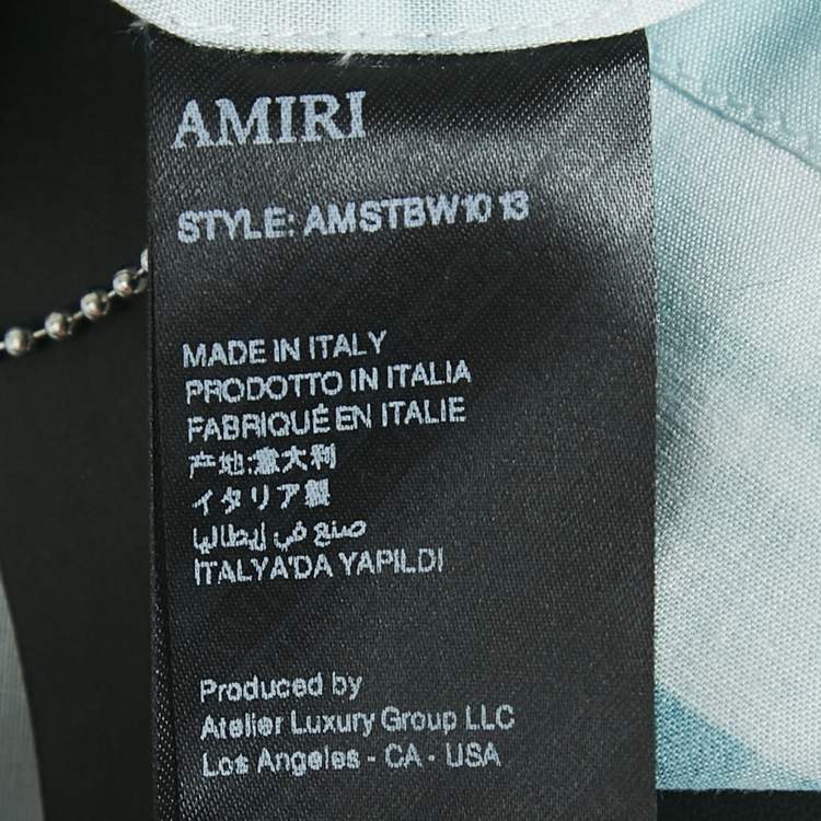 Pre Owned Amiri Blue Wave Baja Stripe Crepe Short Sleeve Shirt XL