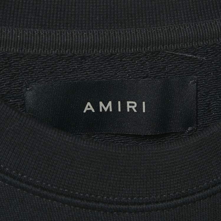 Pre Owned Amiri Black Cotton Knit Round Neck Sweatshirt M