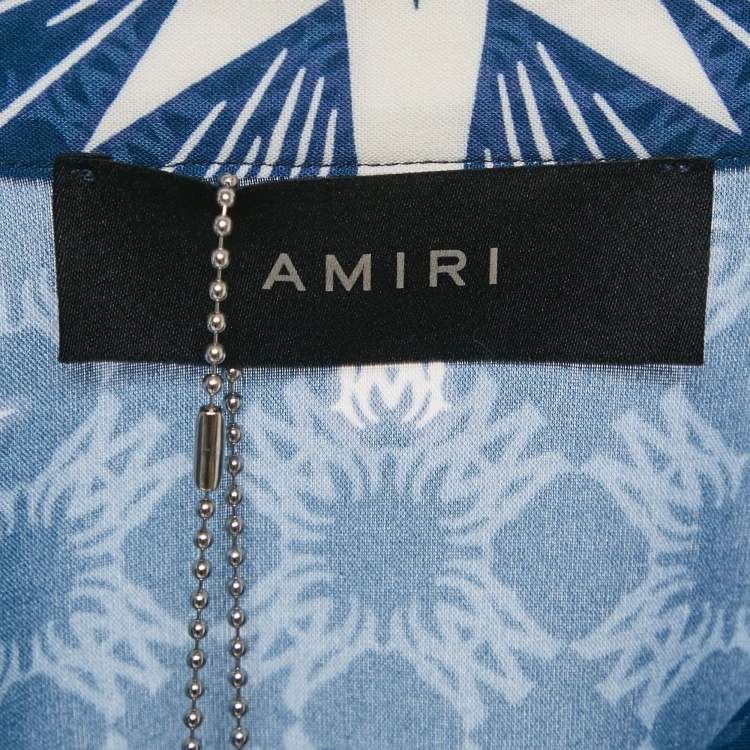 Pre Owned Amiri Blue Startburst Print Crepe Champ Shirt XL