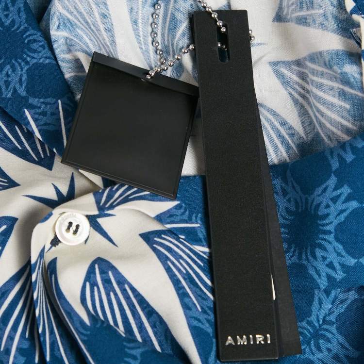 Pre Owned Amiri Blue Startburst Print Crepe Champ Shirt XL