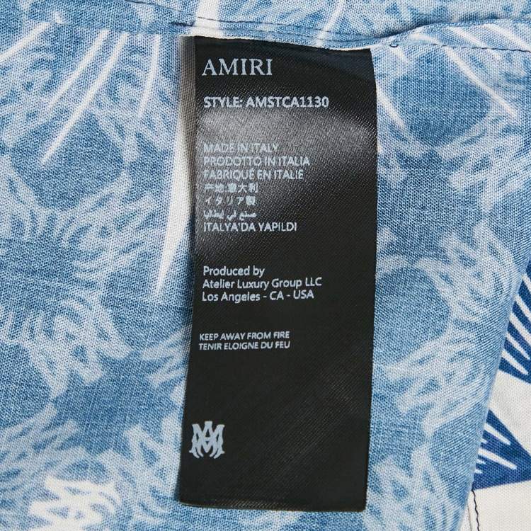 Pre Owned Amiri Blue Startburst Print Crepe Champ Shirt XL
