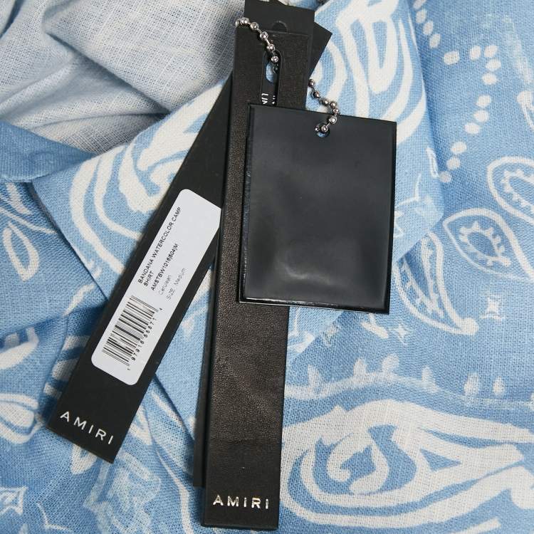 Pre Owned Amiri Blue Bandana Watercolor Cotton Camp Shirt M