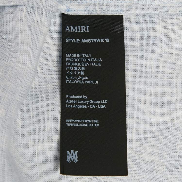 Pre Owned Amiri Blue Bandana Watercolor Cotton Camp Shirt M