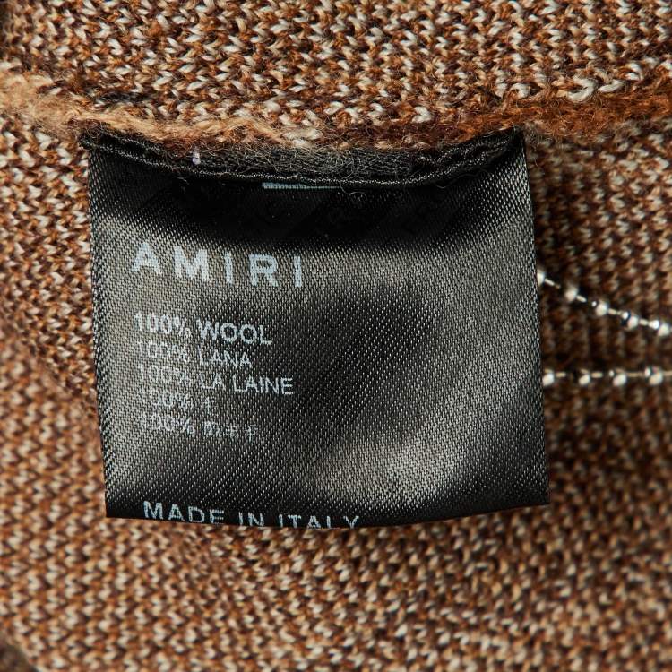 Pre Owned Amiri Brown Argyle Jacquard Wool Polo T-Shirt L