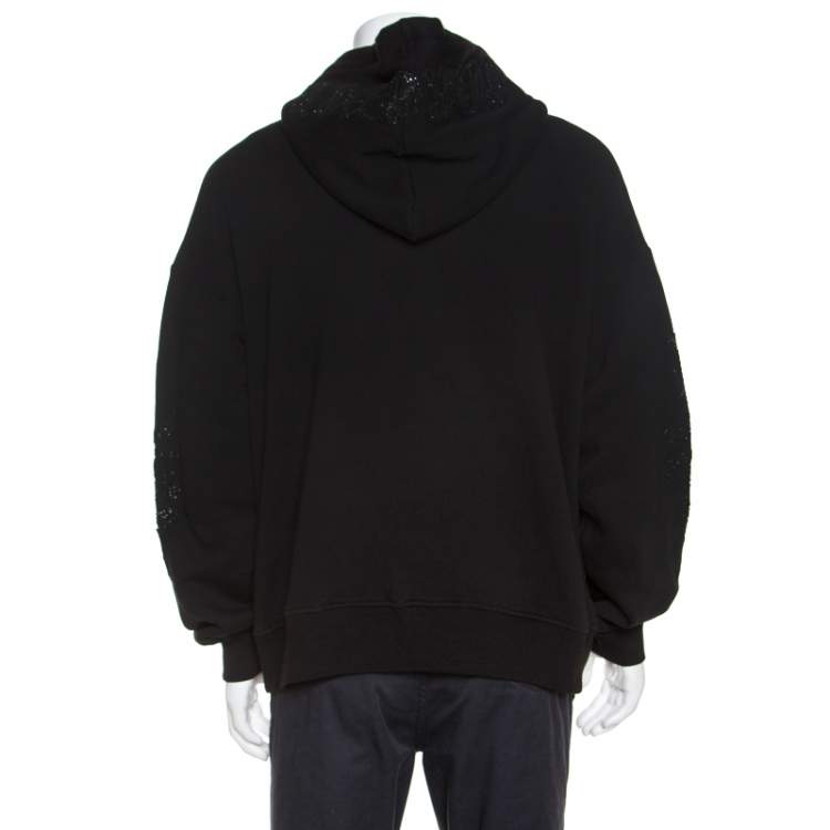 مملوكة مسبقًا Amiri Black Knit Glitter Dagger Detail Hooded Sweatshirt S