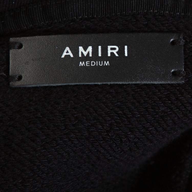 Pre Owned Amiri Black & Yellow Bones Print Cotton Pullover Hoodie M