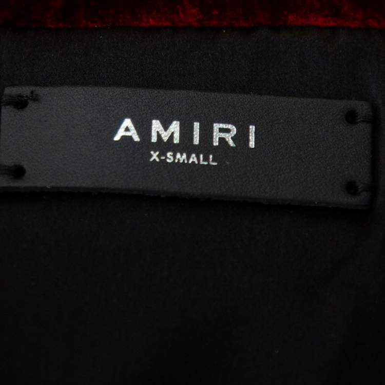 Pre Owned Amiri Red Velvet Zip Front Oversized Jacket XS