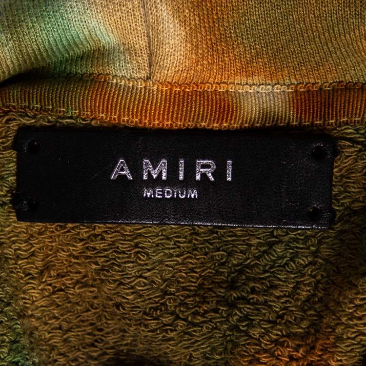 Pre Owned Amiri Multicolor Tie-Dye Printed Cotton Knit Commando Patch Detail Hoodie M