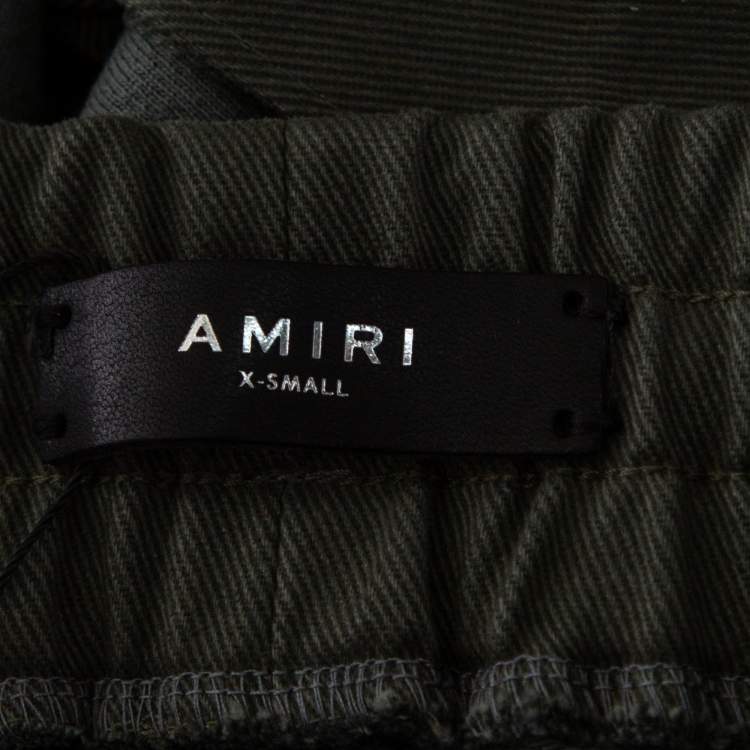 Pre Owned Amiri Military Green Cotton Slim-Fit Cargo Sweatpants XS