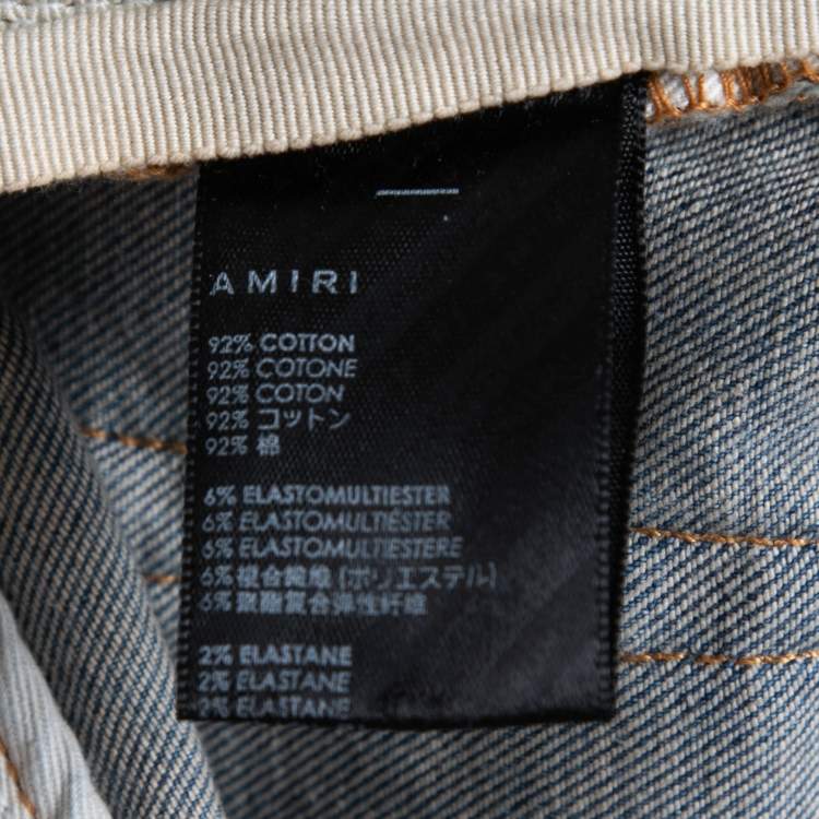 Pre Owned Amiri Blue Bandana Print Distressed Denim Jeans M