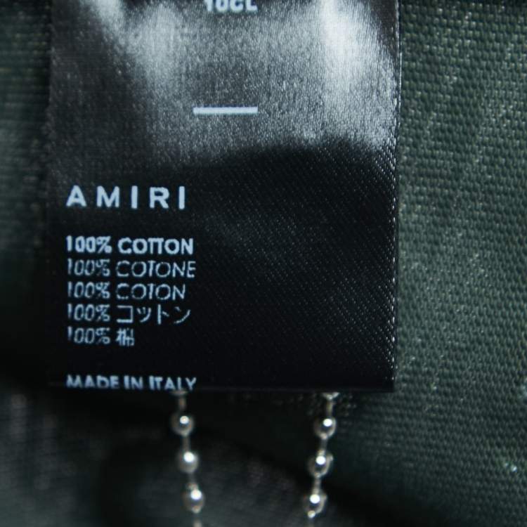 Pre Owned Amiri Green Camouflage Print Logo T-Shirt S
