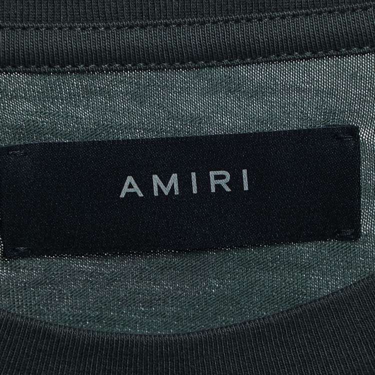 Pre Owned Amiri Green Camouflage Print Logo T-Shirt S
