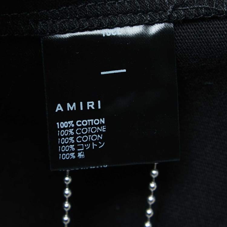 Pre Owned Amiri Black Cotton Logo Print Pocket T-Shirt L
