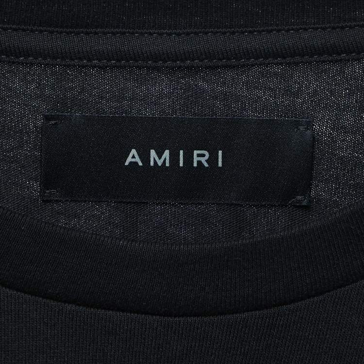 Pre Owned Amiri Black Cotton Logo Print Pocket T-Shirt L