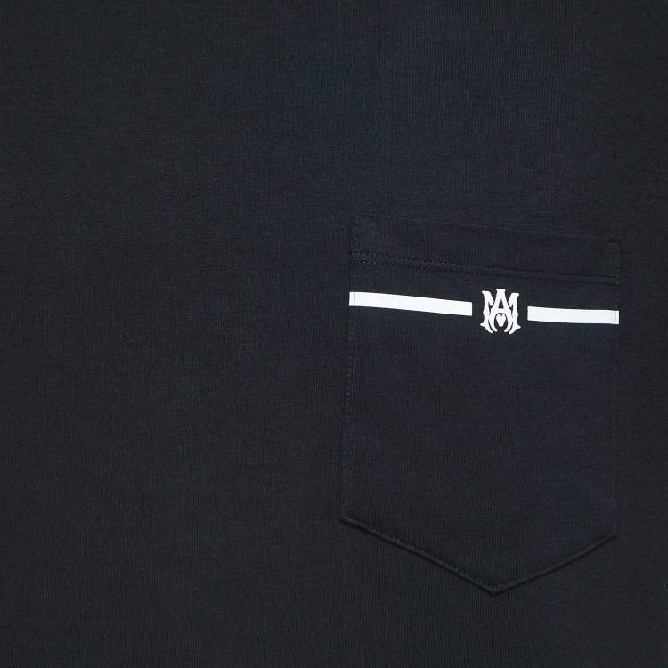 Pre Owned Amiri Black Cotton Logo Print Pocket T-Shirt L