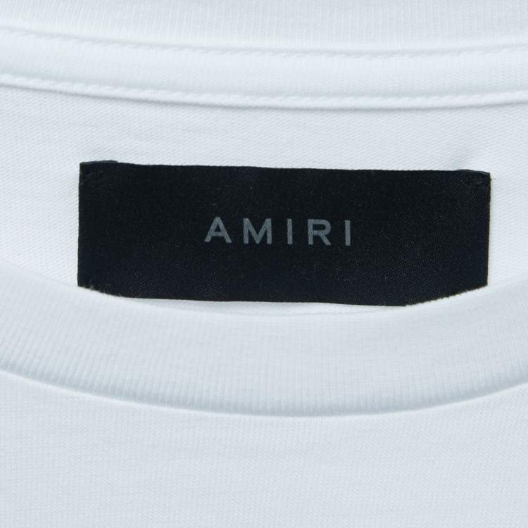 Pre Owned Amiri White Cotton Crystal Ball Print T-Shirt M