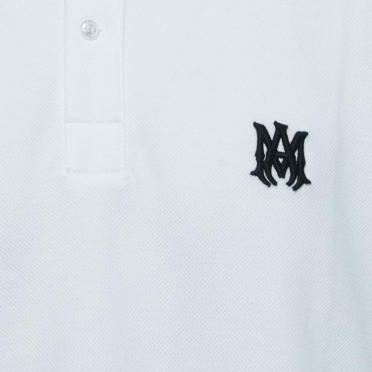 Pre Owned Amiri WhiteCotton Pique Logo Polo T-Shirt XL