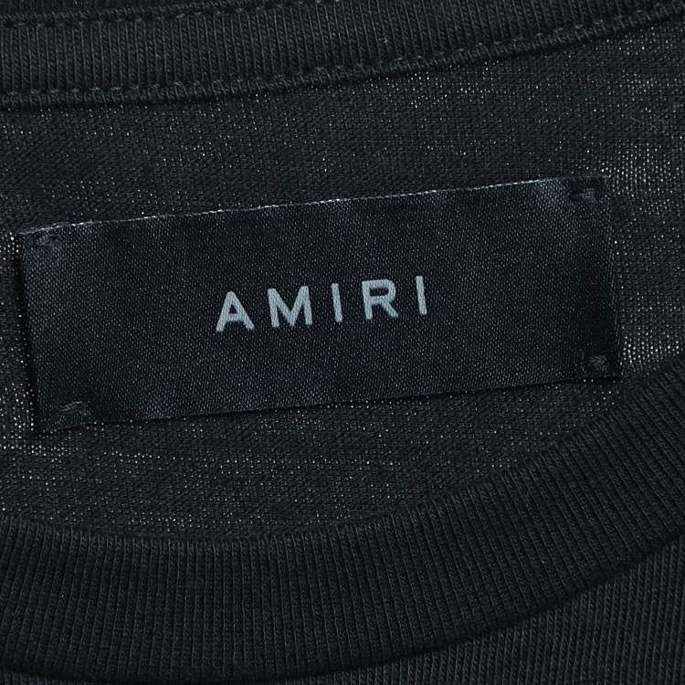 Pre Owned Amiri Black Cotton Crystal Ball Print T-Shirt L