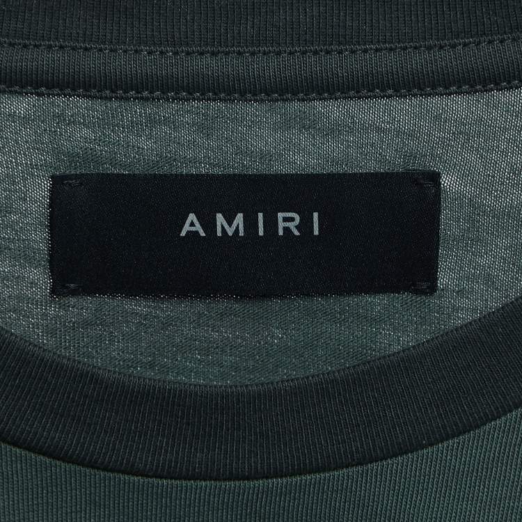 Pre Owned Amiri Green Camouflage Print Logo T-Shirt L