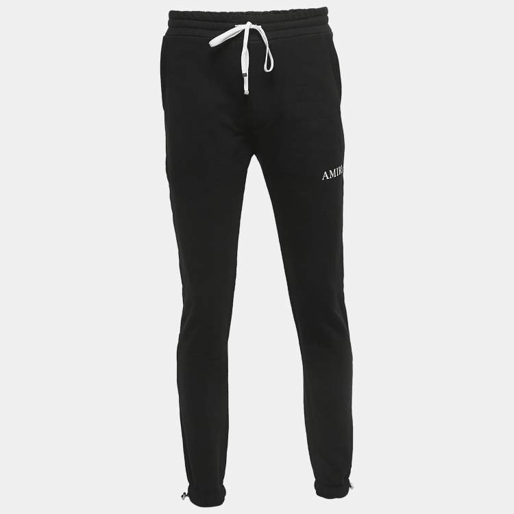 Pre Owned Amiri Black Cotton Logo Print Joggers S