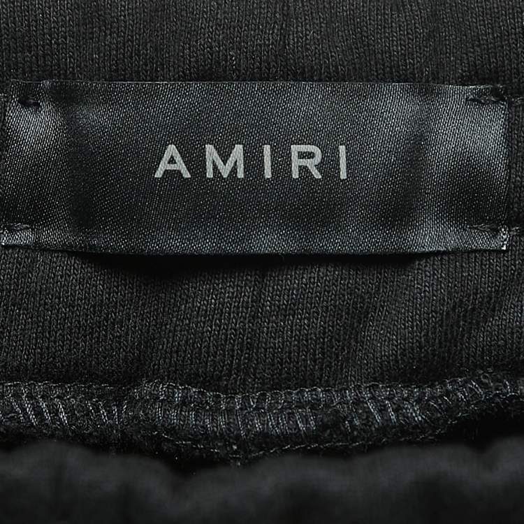 Pre Owned Amiri Black Cotton Logo Print Joggers S