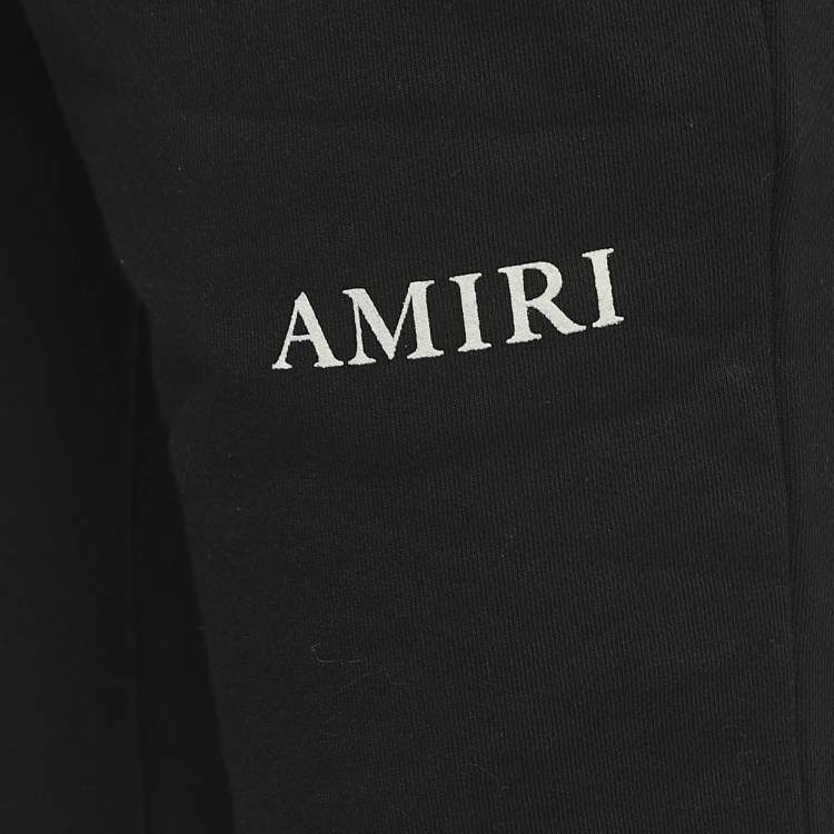 Pre Owned Amiri Black Cotton Logo Print Joggers S