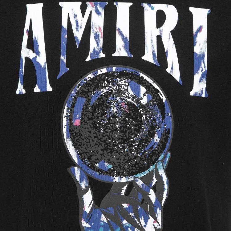 Pre Owned Amiri Black Crystal Ball Print Cotton T-Shirt XL