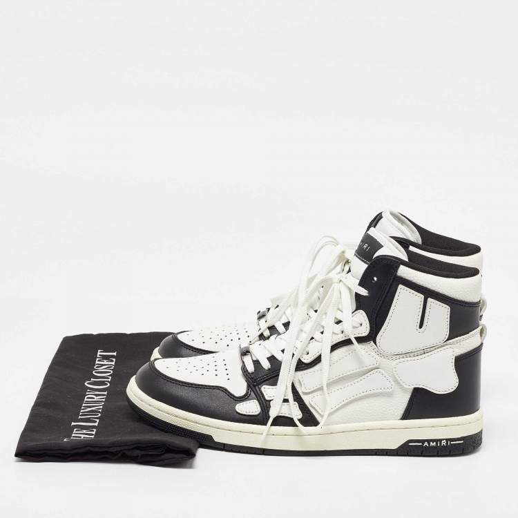Pre Owned Amiri White/Black Leather Skel High Top Sneakers Size 43