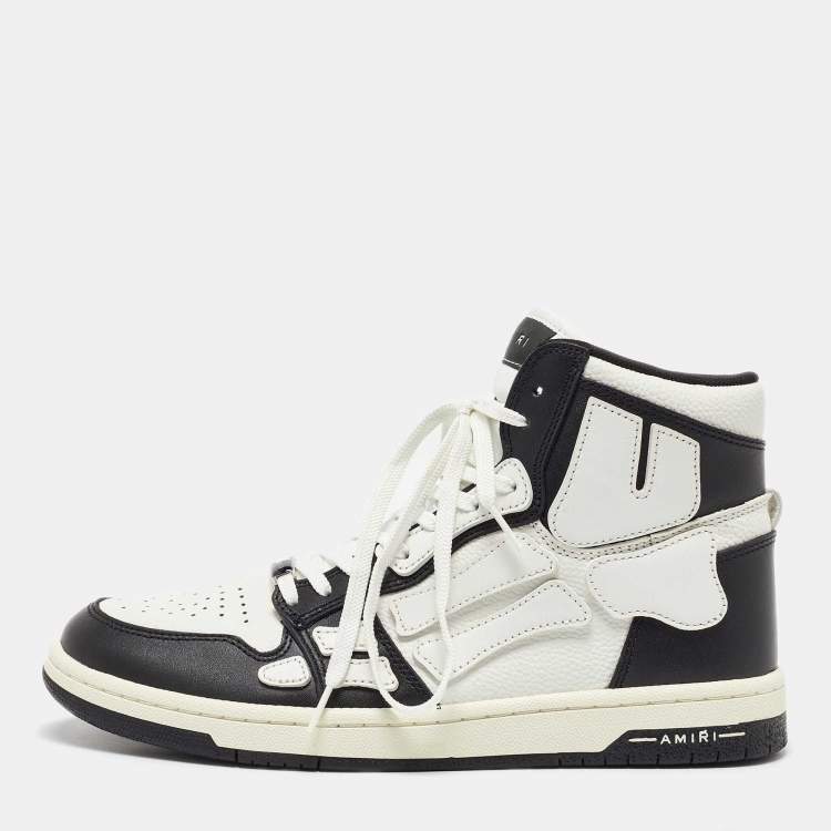 Pre Owned Amiri White/Black Leather Skel High Top Sneakers Size 43
