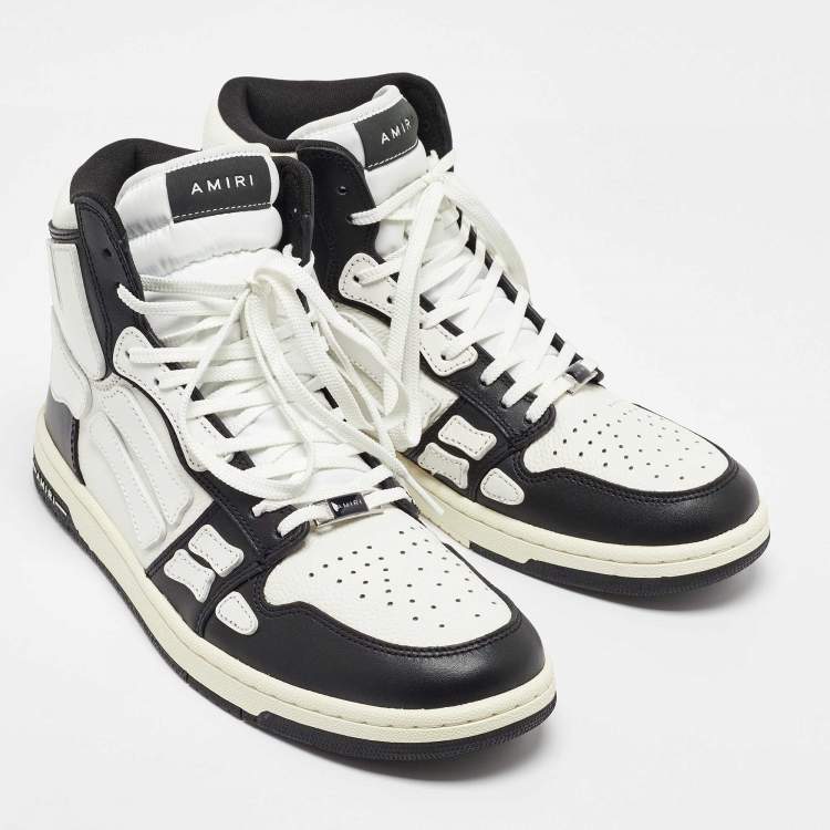 Pre Owned Amiri White/Black Leather Skel High Top Sneakers Size 43