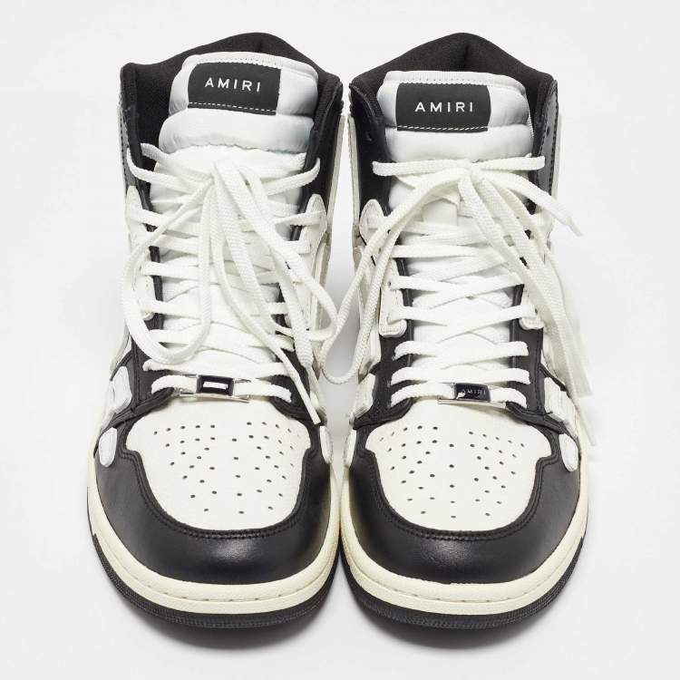 Pre Owned Amiri White/Black Leather Skel High Top Sneakers Size 43