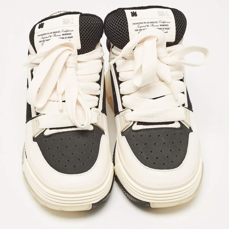 Pre Owned Amiri White/Black Leather and Mesh MA1 Sneakers Size 41