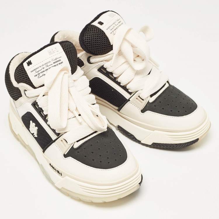 Pre Owned Amiri White/Black Leather and Mesh MA1 Sneakers Size 41